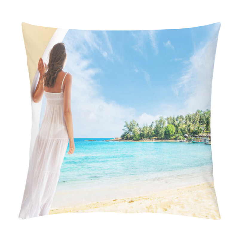 Personality  Young Woman Relaxing In A Resort At Summer Pillow Covers