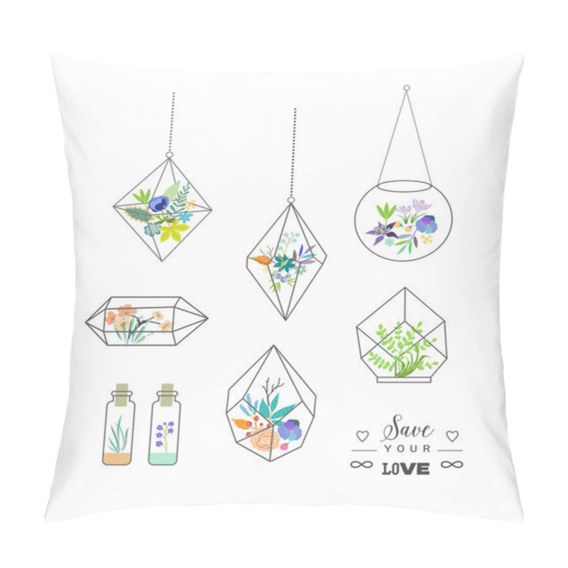 Personality  Beautiful Terrariums With Flowers. Wedding, Marriage, Bridal, Bi Pillow Covers