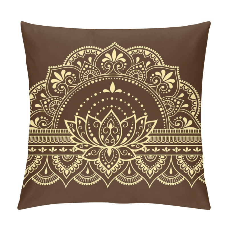 Personality  Seamless Borders Pattern With Mehndi Lotus Flower For Henna Drawing And Tattoo. Decoration In Ethnic Oriental, Indian Style. Doodle Ornament. Outline Hand Draw Vector Illustration. Pillow Covers