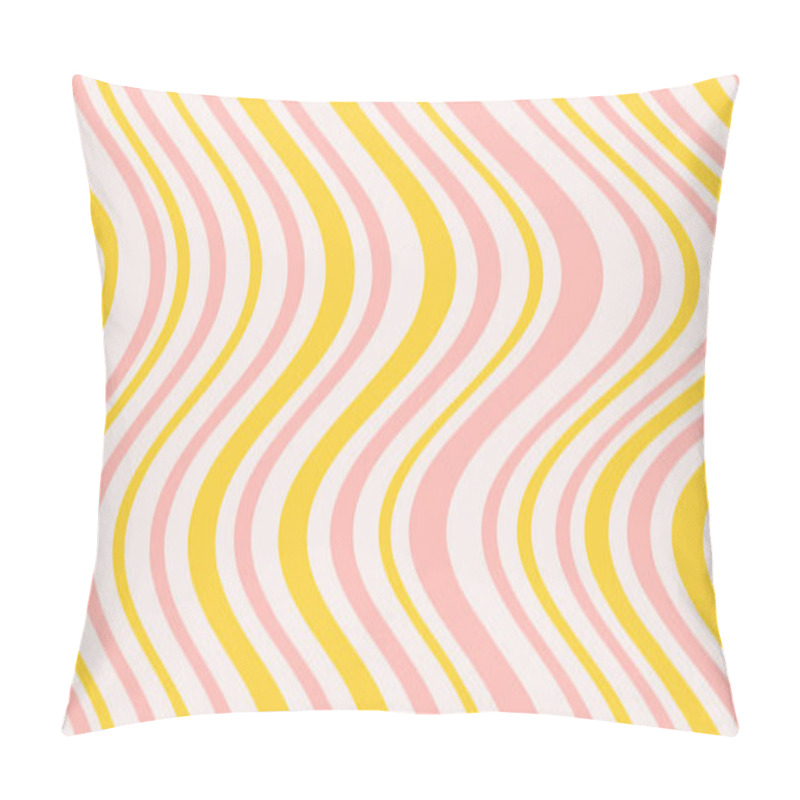 Personality  Groovy Waves Background. Psychedelic Abstract Wavy Curves Vector Pattern In 1970s Hippie Retro Style For Print On Textile, Wrapping Paper, Web Design And Social Media. Yellow Color Pillow Covers