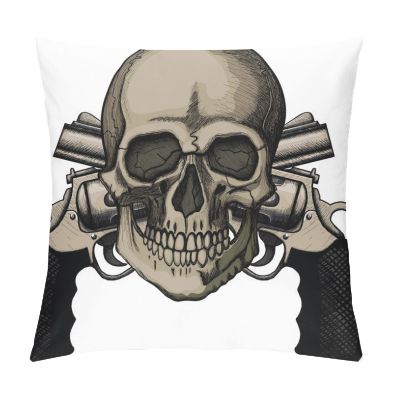 Personality  Skull And Two Crossed Revolvers Pillow Covers