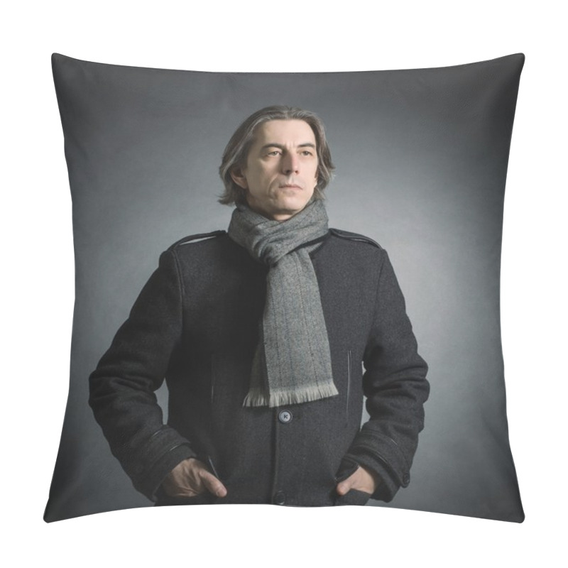 Personality  Man In Black Coat And A Scarf Pillow Covers