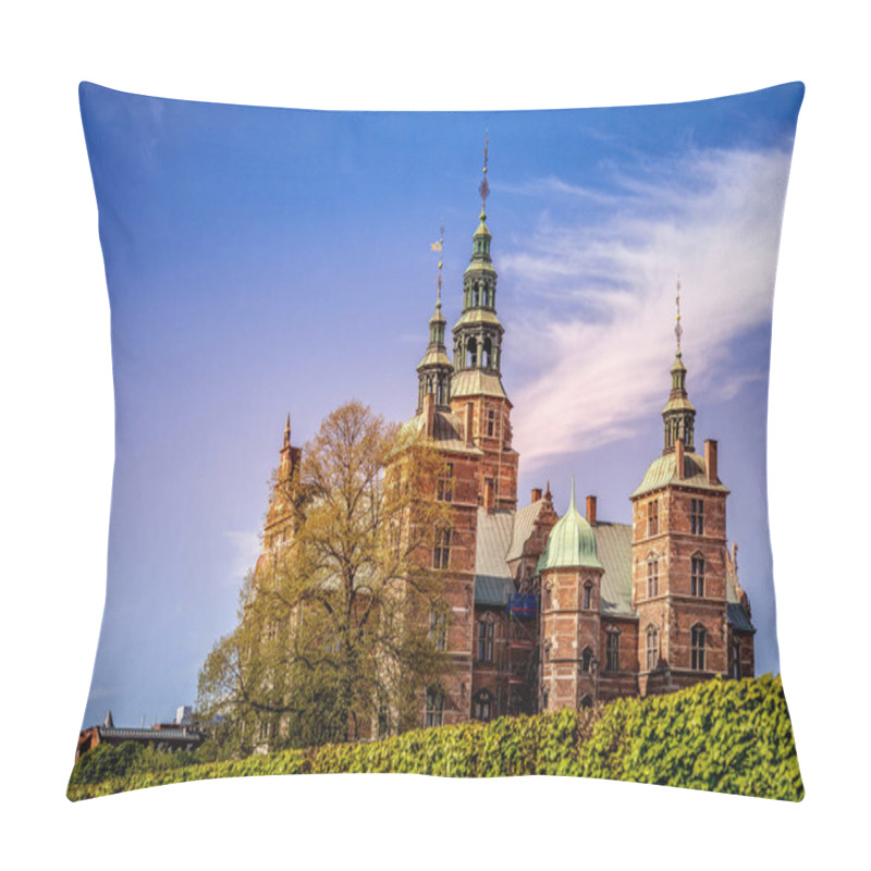 Personality  Beautiful Palace On Green Hill Against Blue Sky, Copenhagen, Denmark Pillow Covers