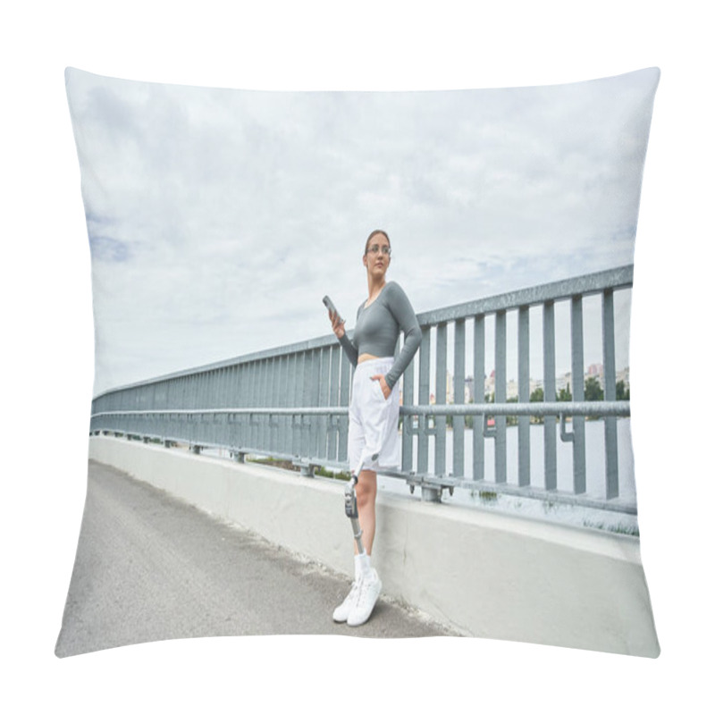 Personality  A Determined Young Woman In Sportswear Exercises Outdoors, Embracing Her Strength And Resilience. Pillow Covers