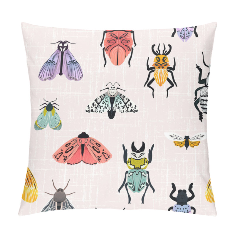 Personality  Insect Butterfly And Bugs Seamless Pattern, Summer Patel Illustration Pillow Covers