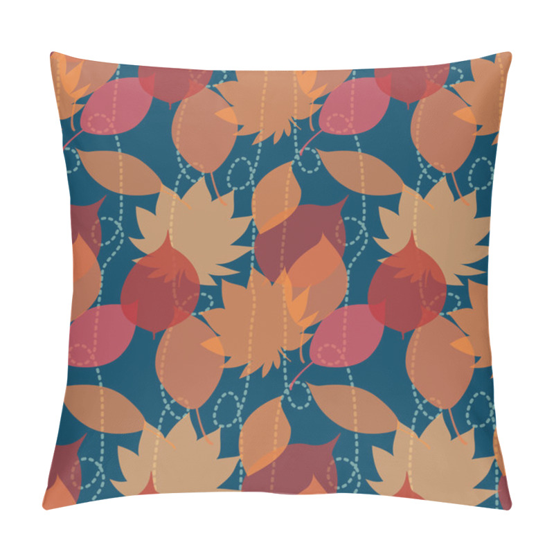 Personality  Seamless Pattern With Autumn Leaves And Lines Of Rain Pillow Covers