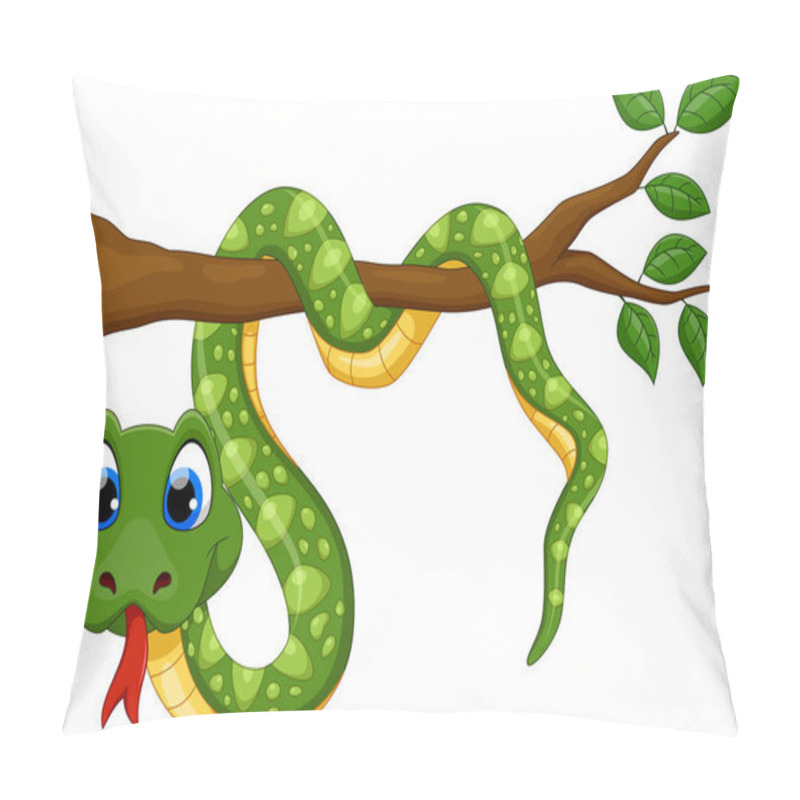 Personality  Cute Cartoon Snake On Branch  Pillow Covers