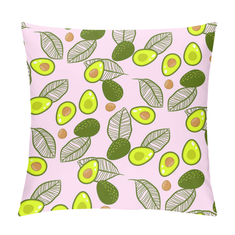 Personality  Avocado Green On Pastel Pink Seamless Vector Pattern. Pillow Covers