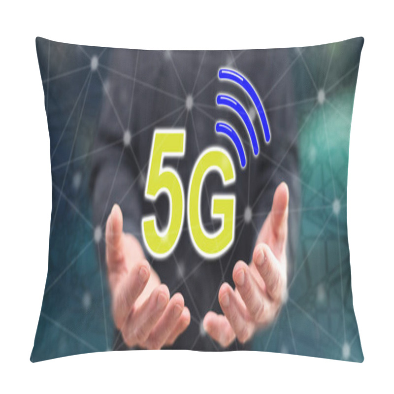 Personality  5g Concept Above The Hands Of A Man In Background Pillow Covers