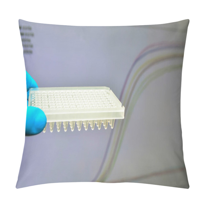 Personality  Real-Time PCR Research In The Laboratory. 96-well Plate On The Background Of Amplification Curves. Pillow Covers