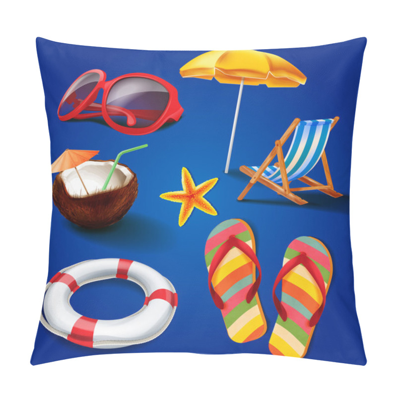 Personality  Summer Icons Illustration Pillow Covers