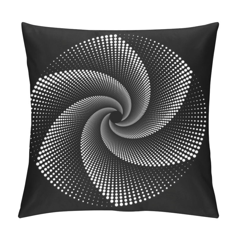 Personality  Design Spiral Dots Backdrop. Abstract Monochrome Background. Vector-art Illustration. No Gradient Pillow Covers