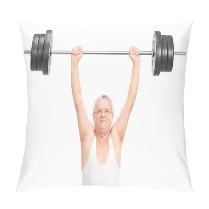 Personality  Senior Man Lifting A Heavy Barbell Pillow Covers