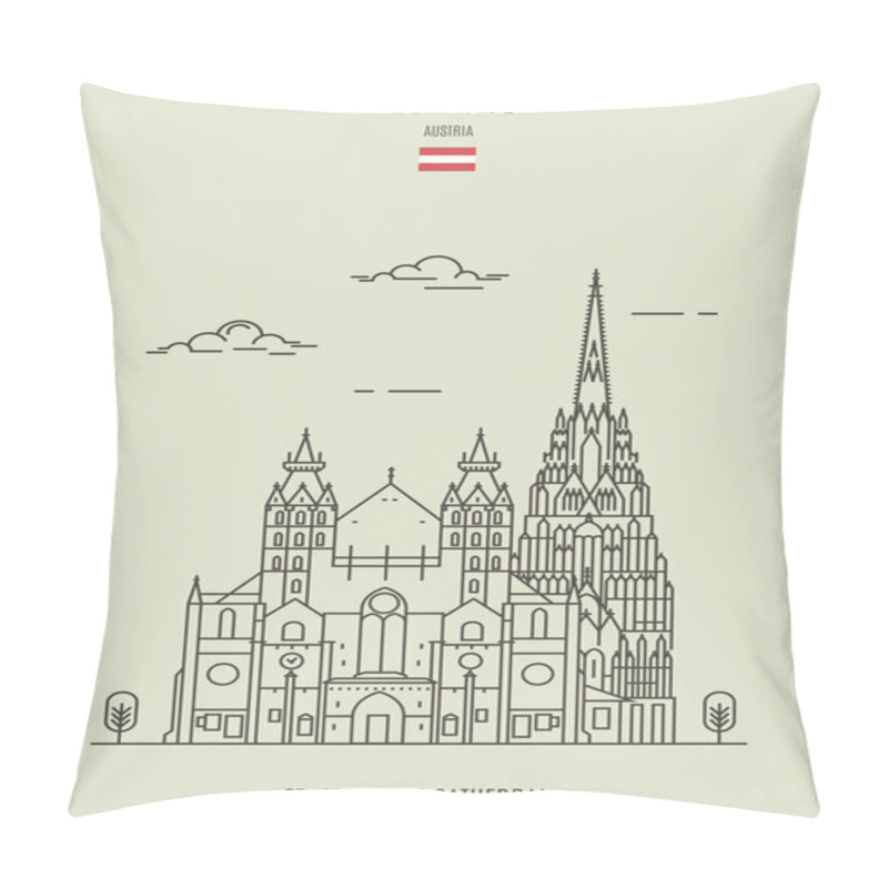 Personality  St. Stephens Cathedral In Vienna, Austria. Landmark Icon In Linear Style Pillow Covers