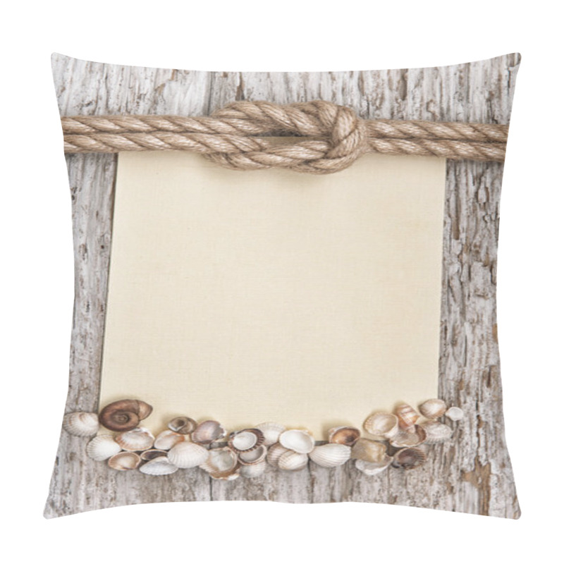 Personality  Ship Rope, Canvas, Sea Shells And Wood Background Pillow Covers