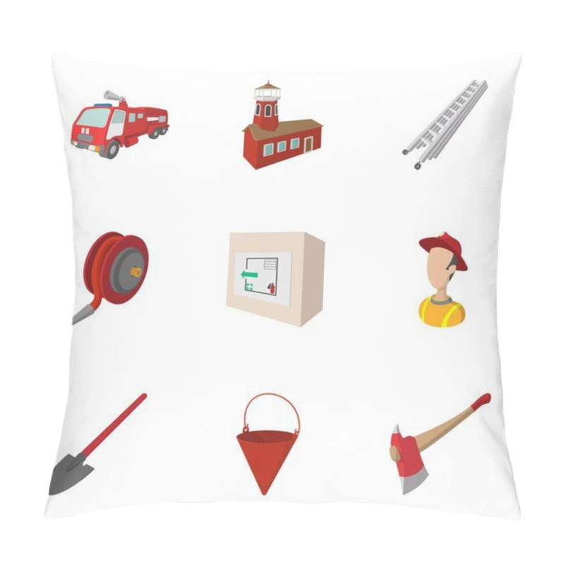 Personality  Fiery Profession Icons Set, Cartoon Style Pillow Covers