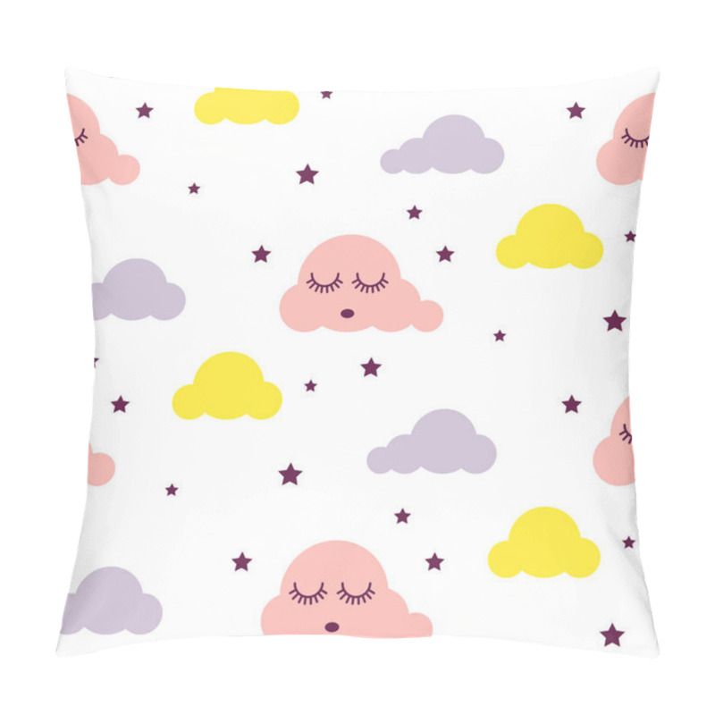 Personality  Sleepy Clouds Girlish Seamless Vector Pattern. Pillow Covers