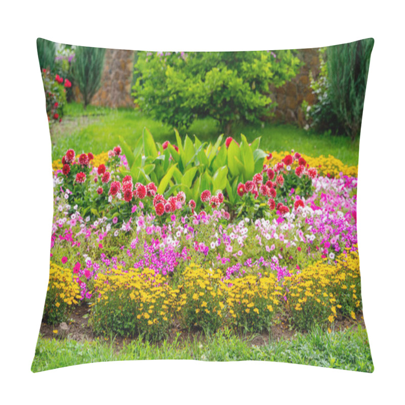 Personality  Low-growing Herbaceous Plants With Beautiful Delicate Pink Flowers. Landscape Design. Pillow Covers