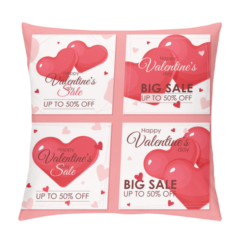 Personality  Valentines Day Sale Banner Set In Illustration. Vector Illustration Pillow Covers