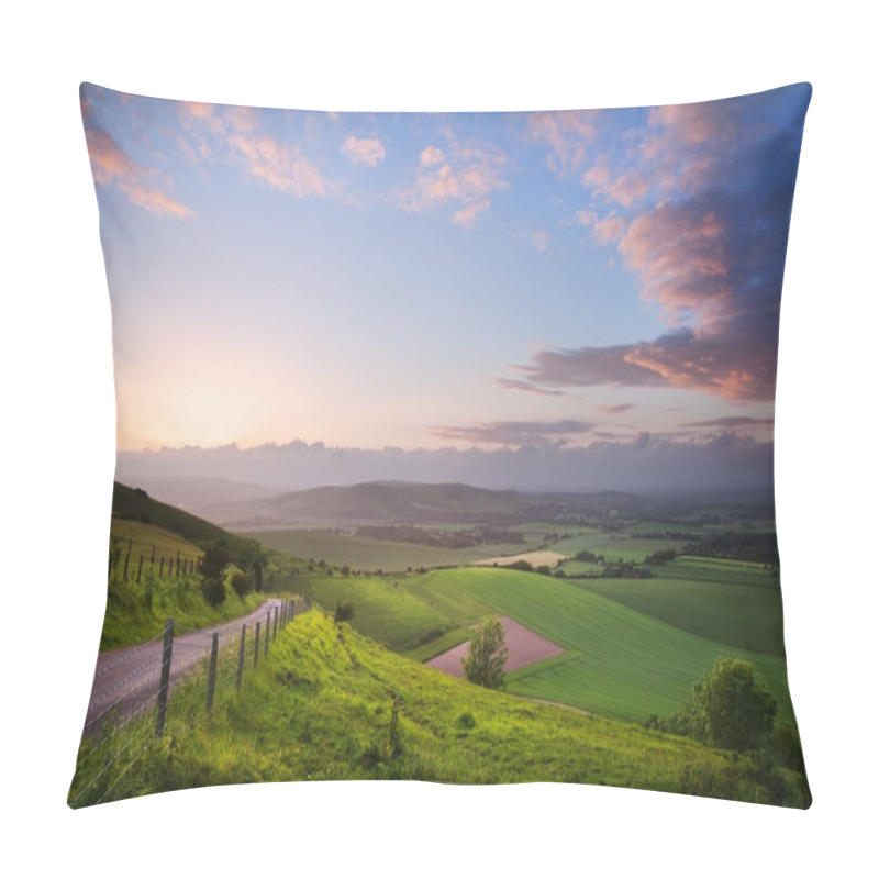 Personality  Beautiful English Countryside Landscape Over Rolling Hills Pillow Covers