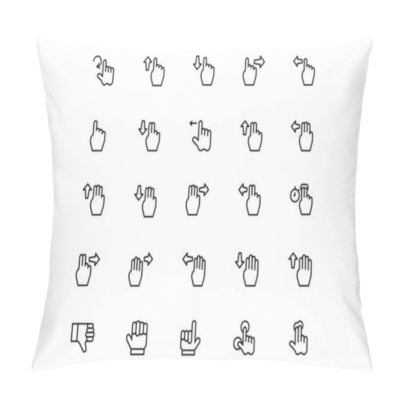 Personality  Hand Gesture Vector Line Icons 3 Pillow Covers