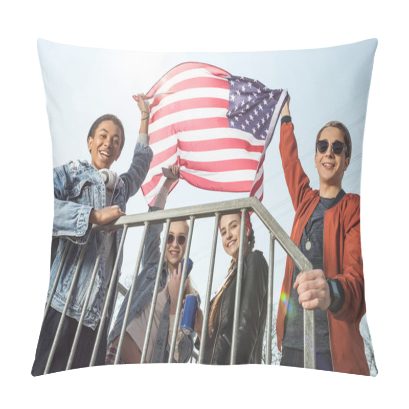 Personality  Teenagers Waving American Flag Pillow Covers