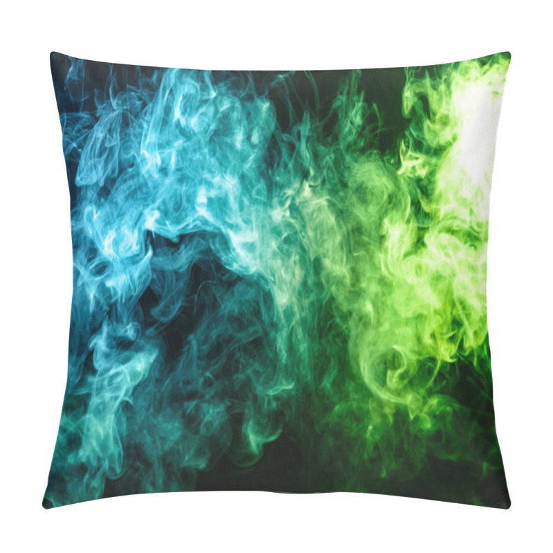 Personality  Blue And Green Bomb Smoke On Black Isolated  Background  Pillow Covers