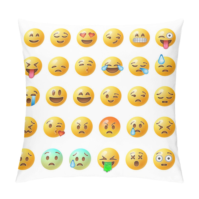 Personality  Set Of Emoticons, Emoji Isolated On White Background Pillow Covers