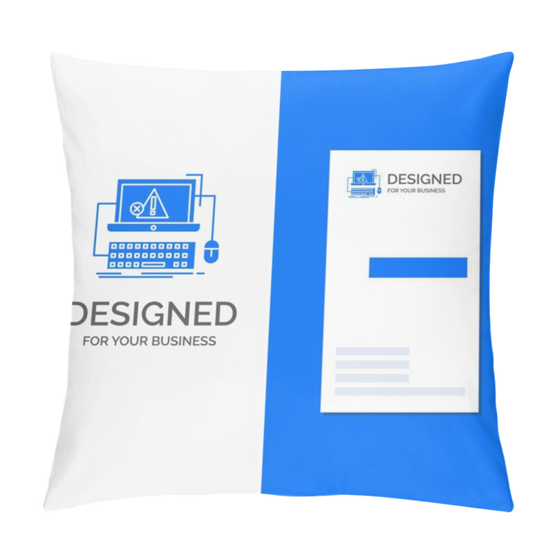 Personality  Business Logo For Computer, Crash, Error, Failure, System. Vertical Blue Business / Visiting Card Template. Pillow Covers