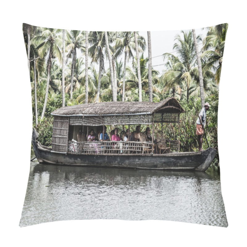 Personality  House Boat In Backwaters Near Palms In Alappuzha, Kerala, India Pillow Covers