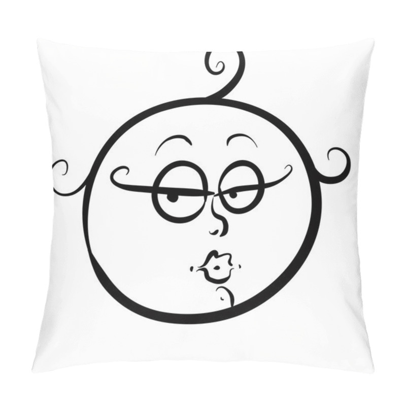 Personality  Funny Coquette Girl Face, Cute Woman Icon, Black And White Lines Pillow Covers