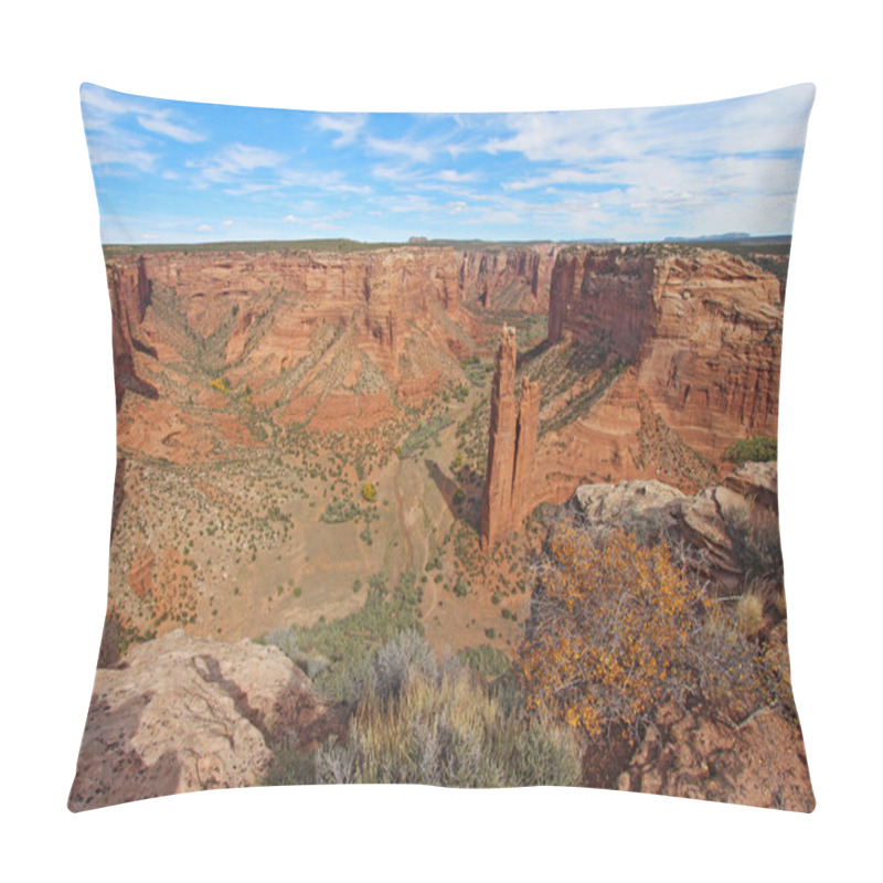 Personality  The Red Sandstone Spire Of Spider Rock At Canyon De Chelly National Monument In The Navajo Nation Near Chinle, Arizona Pillow Covers