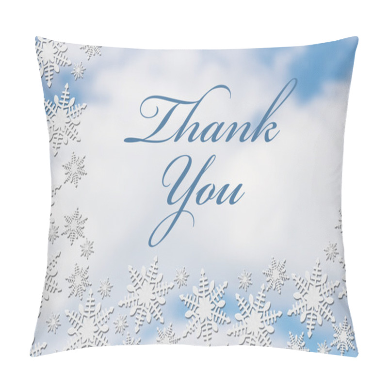 Personality  White Snowflake Background With Thank You Message Pillow Covers