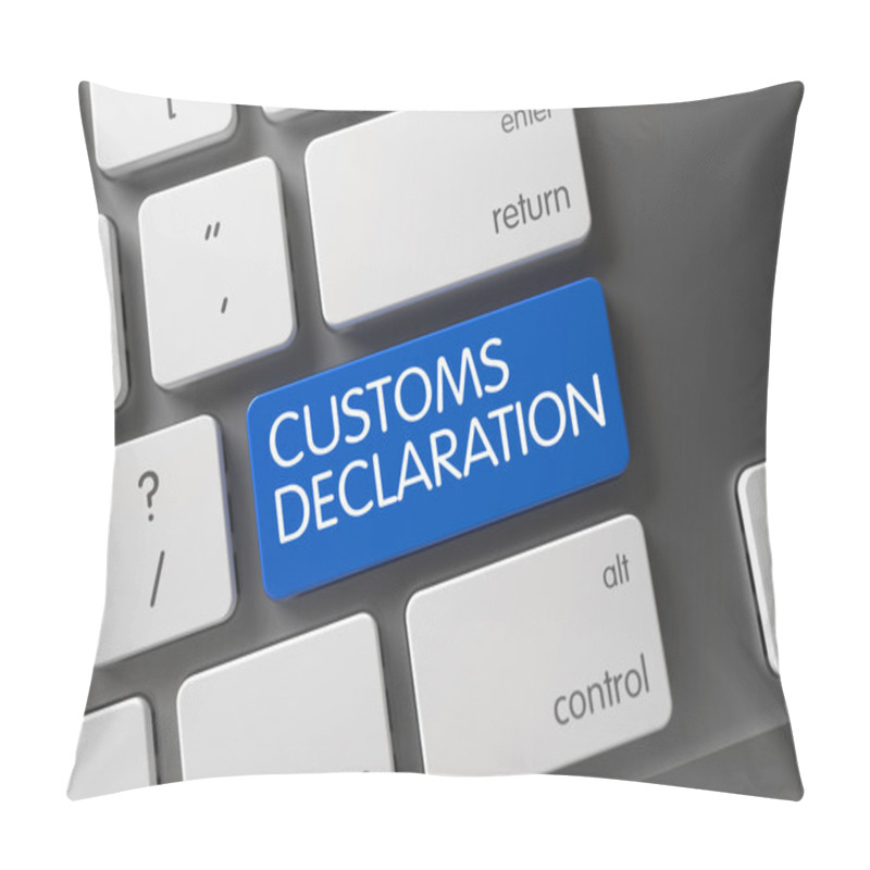 Personality  Blue Customs Declaration Key on Keyboard. 3D. pillow covers