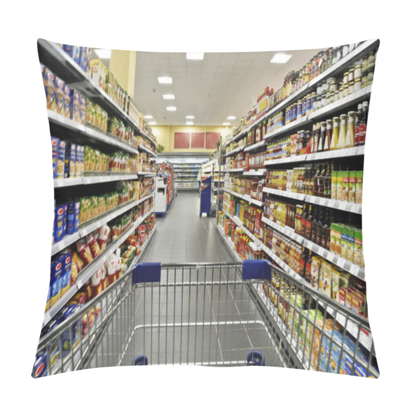 Personality  Shopping Cart In A Supermarket Pillow Covers