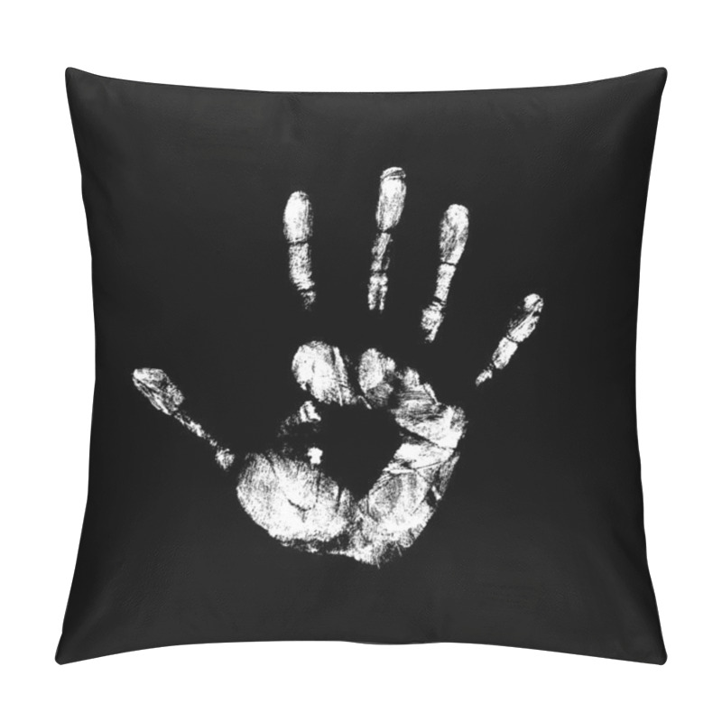 Personality  White Handprint On A Black Background Pillow Covers