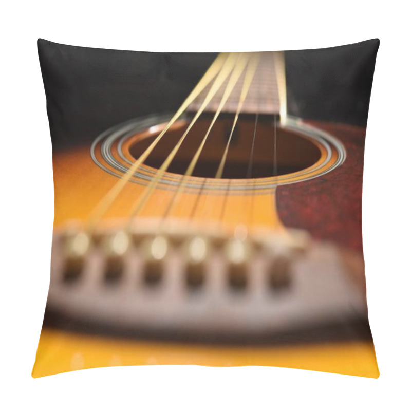 Personality  Closeup Of Acoustic Guitar String;shallow Depth Of Field Pillow Covers