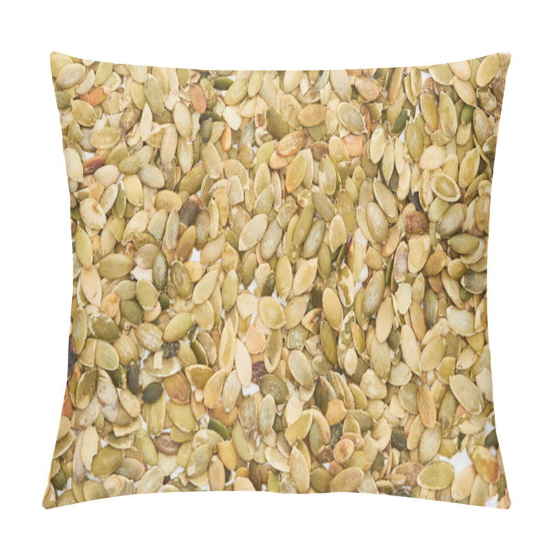 Personality  Top View Of Roasted Organic Pumpkin Seeds Pillow Covers