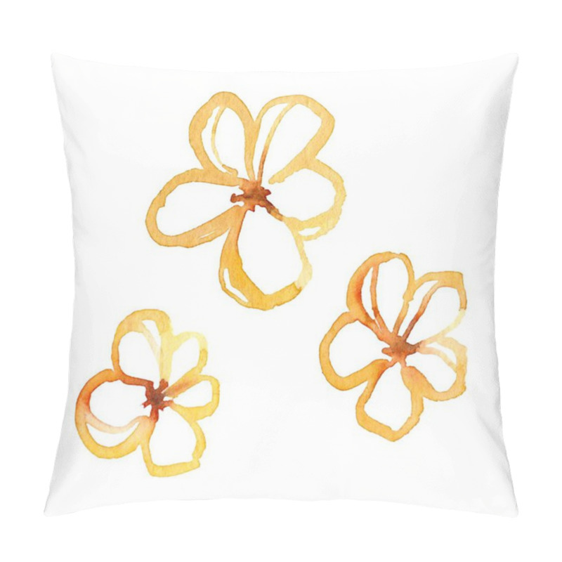 Personality  A Vibrant Illustration Featuring Three Handcrafted Yellow Outline Flowers, Showcasing Delicate Petals And Intricate Details, Perfect For Floral Designs, Invitations, And Wall Art. Pillow Covers