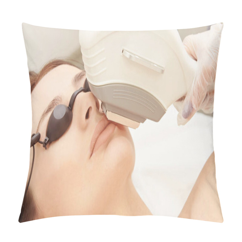 Personality  Medical Beauty Laser Cosmeology Procedure. Young Female At Salon. Professional Doctor. Woman Skincare Technology. Hair Removal. Pillow Covers