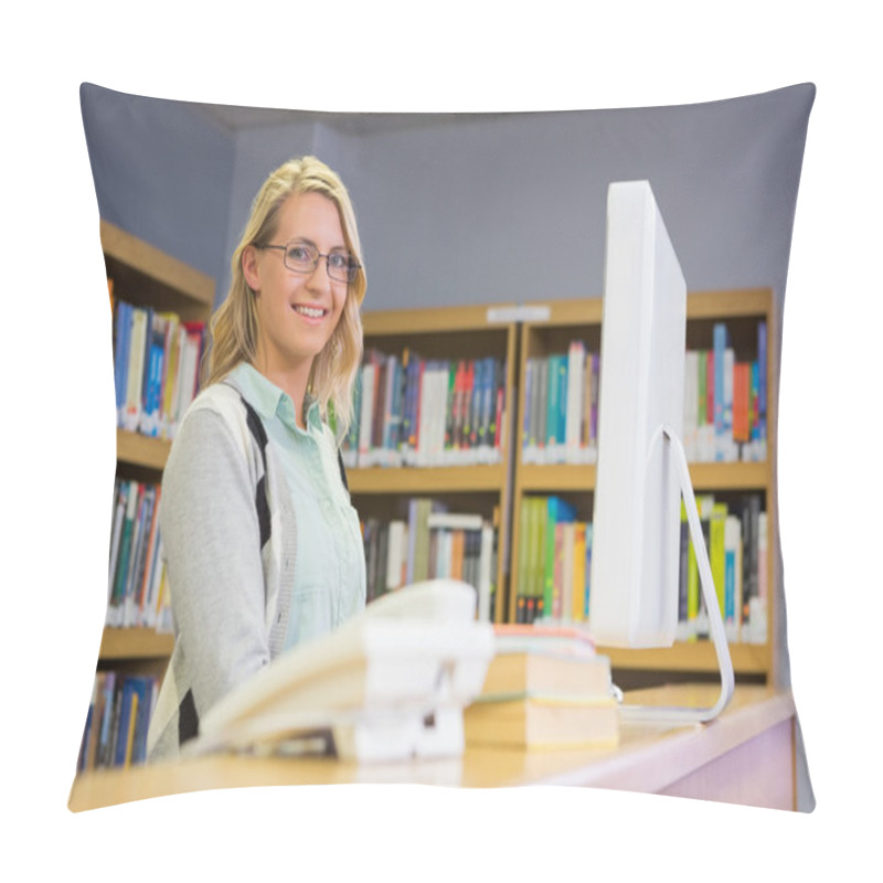 Personality  Pretty Librarian Working In The Library Pillow Covers