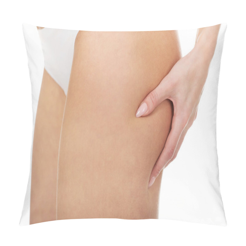 Personality  Slim Woman Pinching Her Thigh. Pillow Covers