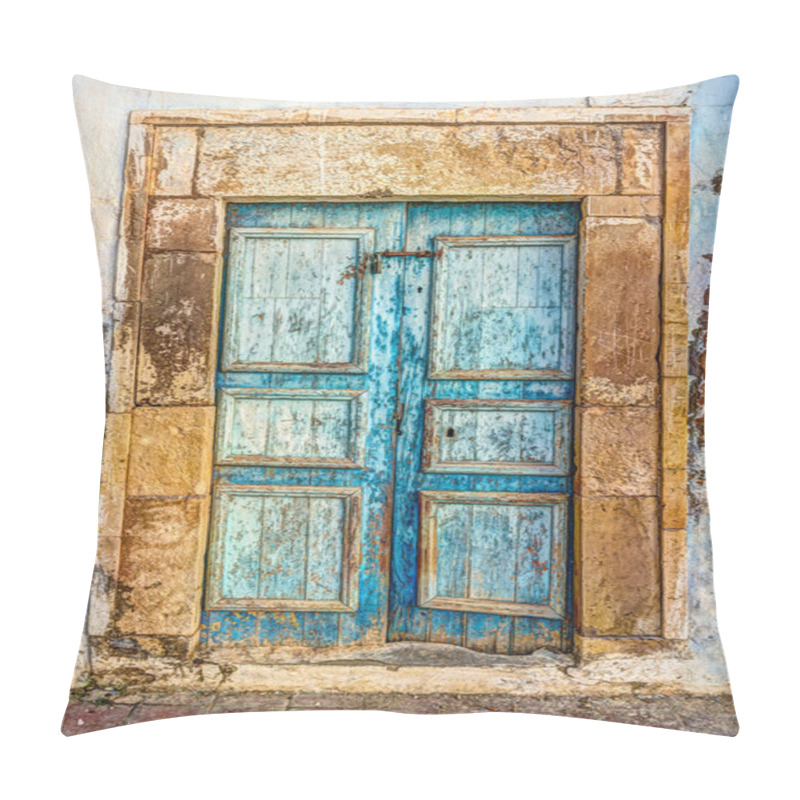 Personality  Traditional Old Painted Door In A Historical District Or Medina, Tunisia. Pillow Covers