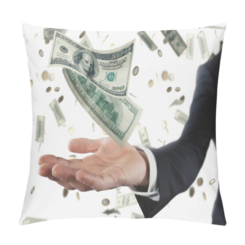 Personality  Businessman With Rainy Banknotes  Pillow Covers