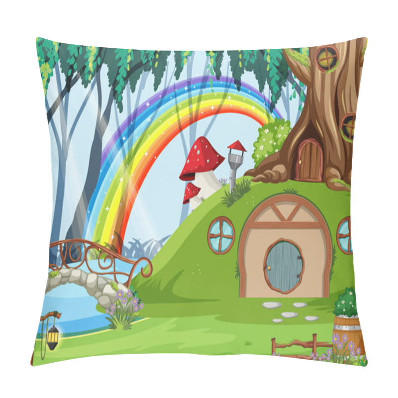 Personality  Forest Fantasy Enchanted Forest Background Scene Illustration Pillow Covers