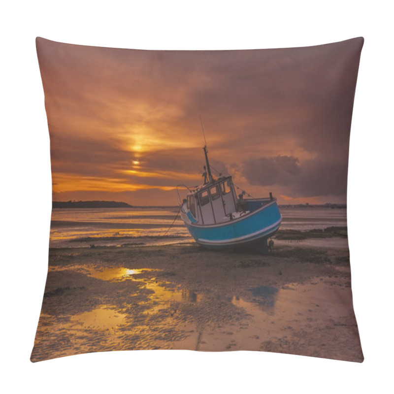 Personality  Fishing Boat Grounded At Low Tide In Poole Harbour Pillow Covers