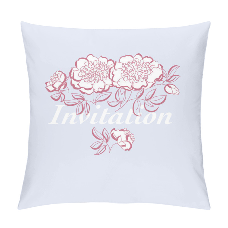 Personality  White Peony Floral Sketch. Spring Flower Vector Illustration. Bl Pillow Covers