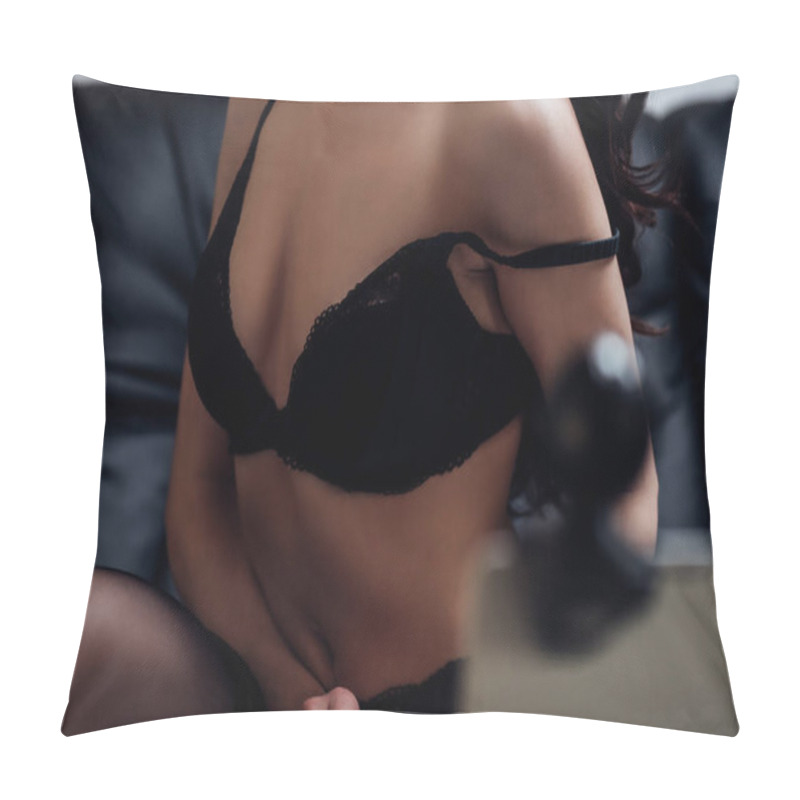 Personality  Selective Focus Of Sensual Webcam Girl Posing In Front Of Laptop With Web Camera Pillow Covers