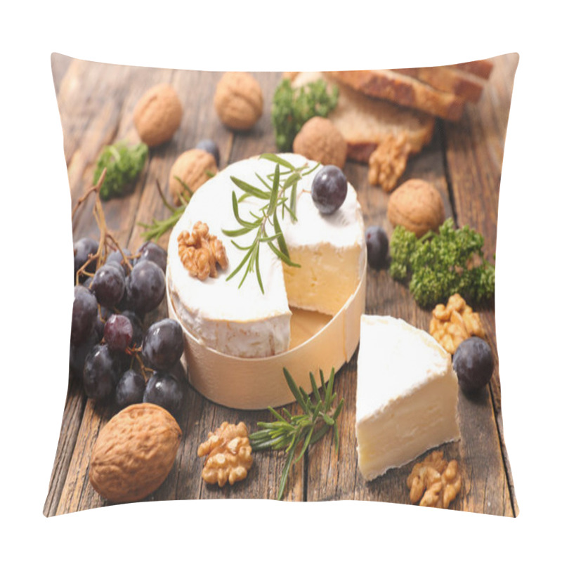 Personality  Camembert With Walnuts On Wooden Background Pillow Covers