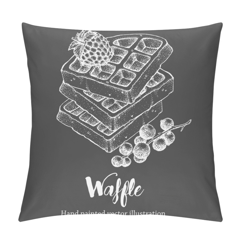 Personality  Waffle Sweet Hand Drawing Vector Sketch Illustration On Chalkboard Pillow Covers